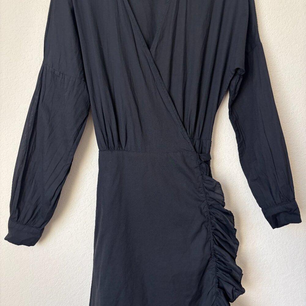A Shirt Thing Ruffle Trim True Wrap Midi Dress - Picture 6 of 14